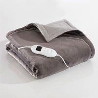 Daewoo Dreamz Heated Throw Blanket, 10 Hour Timer, 9 Heat Settings, Machine Washable, Detachable Controller, Soft Flannel Fur Fleece, Full Customizability And Comfort In A Luxurious Grey Two Tone