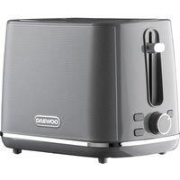 Daewoo SDA2628 Stirling Collection, 2 Slice Toaster, Easy Cleaning, Safety Features, Cord Storage, High Lift Lever, Browning Controls, Defrost, Reheat, Cancel Functions, Stainless Steel, Grey