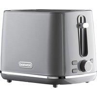 Daewoo SDA2628 Stirling Collection, 2 Slice Toaster, Easy Cleaning, Safety Features, Cord Storage, High Lift Lever, Browning Controls, Defrost, Reheat, Cancel Functions, Stainless Steel, Grey