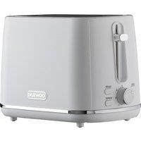 Daewoo SDA2626 Stirling Collection, 2 Slice Toaster, Easy Cleaning, Safety Features, Cord Storage, High Lift Lever, Browning Controls, Defrost, Reheat, Cancel Functions, Stainless Steel, White