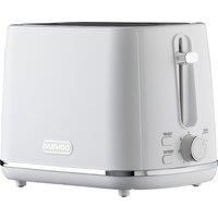 Daewoo SDA2626 Stirling Collection, 2 Slice Toaster, Easy Cleaning, Safety Features, Cord Storage, High Lift Lever, Browning Controls, Defrost, Reheat, Cancel Functions, Stainless Steel, White