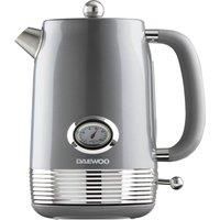 Daewoo Denver Collection, 1.5 Litre Kettle In Smoked Grey, Fill Up To 6 Cups In One Boil, Rapid Boil With 360° Swivel Base, Visible Water Window, Temperature Gauge, Elegant And Stylish Design
