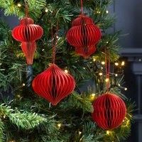 Robert Dyas 4Pk Honeycomb Assorted Hanging Decoration Red