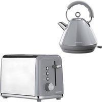 Daewoo Kensington Collection, Kettle And Toaster Set, 1.7 Litre Pyramid Kettle With Matching 2 Slice Toaster, Safety Features, Easy Cleaning, Cohesive Kitchen Set, Grey