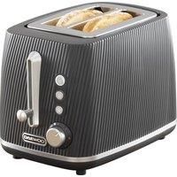 Daewoo Cascade 2 Slice Toaster – Black Ribbed Design, Adjustable Browning, Defrost & Reheat Functions, Removable Crumb Tray, Cancel Button, Compact Countertop Toaster