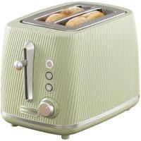 Daewoo Cascade 2 Slice Toaster – Sage Ribbed Design, Adjustable Browning, Defrost & Reheat Functions, Removable Crumb Tray, Cancel Button, Compact Countertop Toaster