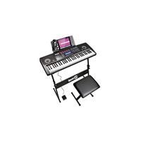 RockJam RJ761-SK  61 Keyboard Piano Kit 61 Key Digital Piano Keyboard Bench Keyboard Stand Headphones Sustain Pedal and Simply Piano Application