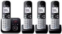 Panasonic KX-TG6824EB Quad DECT Phone - Black/Silver