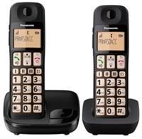 Panasonic KX-TGE112E Big Button Twin DECT Cordless Telephone with Nuisance Call Blocker & LCD Display (Twin Handset Pack) - Black