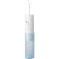 Panasonic EW-DJ11 Compact & Portable Water Flossers for Teeth Cordless, Battery Powered Oral Irrigator with 2 Level Pressures, Tooth Cleaner Nozzle, Travel use, Waterproof, White/Blue, UK 2 Pin Plug