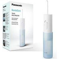 Panasonic EW-DJ11 Compact & Portable Water Flossers for Teeth Cordless, Battery Powered Oral Irrigator with 2 Level Pressures, Tooth Cleaner Nozzle, Travel use, Waterproof, White/Blue, UK 2 Pin Plug