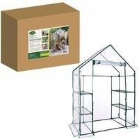 Gardenkraft Walk In Pvc Plastic Garden Greenhouse With 4 Shelves - Clear