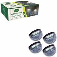 GardenKraft 11259 Solar Powered Decorative Garden Lights/Pack of 4 / Fence Or Wall Mounted / IP44 Weatherproof/Bright White LEDs/Easy Installation