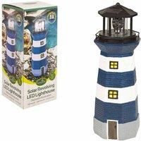 GardenKraft 11280 Solar Revolving LED Lighthouse/Blue and White / 40cm High/Auto-On At Dusk/Unique Garden Decoration