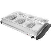 Quest 16510 Large Triple Buffet Server and Warming, Stainless Steel, 2.4 litres per Tray, Silver, 200W, 65x36x16.5cm, 300 W