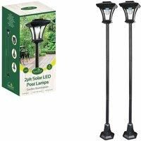 GardenKraft 19509 2PK LED Lamp Post / Adjustable Height 1.6m Max / Elegant Garden Ornament / Outdoor Solar Powered Light Feature / Traditional Victorian Style / IP44 Weatherproof
