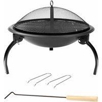 GardenKraft 19589 22" BBQ Grill and Firepit/Featuring Mesh Cover, Wooden Handled Stoker & Folding Legs/Lightweight & Portable/Picnics, BBQ’s, Camping