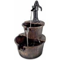 2 TIER WATER BARREL FOUNTAIN WITH PUMP GARDEN ORNAMENT FEATURE INDOOR OUTDOOR BR