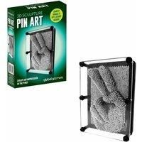 Global Gizmos 30350 Metal Pin Art Impression Toy/Black Frame/Ideal for Home and Office/Novelty Fun Gift / 3D Fun Desktop Sculpture Gadget/Classic Retro Game / 20cm x 15cm