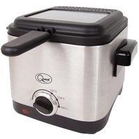 Quest 34250 Brushed Square Deep Fat Fryer Compact, Non Stick Coating, Stainless Steel, 1.5 Litre, 900W