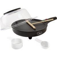 Quest 34400 2-in-1 Popcorn & French Crêpe Pancake Maker / Non-Stick Hot Plates / 8-Inch Electric Pan with Batter Spreader / Also Cooks Eggs, Omelettes & Flatbreads