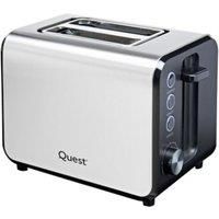 Quest 34579 2 Slice Toaster with Extra Wide Slots / 7 Browning Levels/Reheat & Defrost/Crumb Tray & Cord Storage / 950W / Sleek Stainless Steel Design