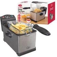 3L Electric Deep Fat Chip Fryer Non Stick Pan & Safe Basket Handle Brushed Steel