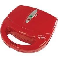 Quest 750W 2 Slice Red Panini Toastie Griddle Non Stick Sandwich Press Toaster