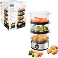 Food Steamer Electric 3 Tier Cooker Vegetable Fish Stainless Steel Timer