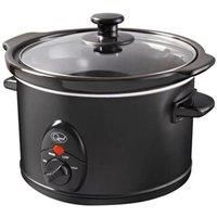 Quest 35269 1.5 Litre Slow Cooker/Compact Stainless Steel / 3 Temperature Settings/Transparent Toughened Glass Lid/Dishwasher Safe Bowl/Black Colour / 120W