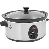 Quest 35270 Slow Cooker / 3.5 Litres / Compact Stainless Steel / 200W / 3 Temperature Settings / Transparent Toughened Glass Lid / Dishwasher Safe