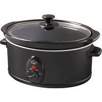 Quest 35279 3.5 Litre Slow Cooker/Compact Stainless Steel / 3 Temperature Settings/Transparent Toughened Glass Lid/Dishwasher Safe Bowl/Black Colour / 200W