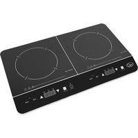 Quest 35840 Digital Induction Hob Hot Plate with 10 Temperature Settings and Touch Control, Double, 2800 W, Black