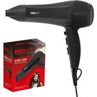 Red Hot 37069 2200W Professional Hair Dryer/Removable Nozzle / 3 Heat Settings, 2 Speed Settings & Cool Air Mode/Salon Quality/Black