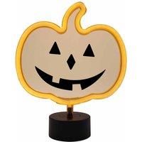 Global Gizmos 45929 LED Neon Pumpkin/Halloween Neon Light/Transparent Pumpkin Face with Yellow LEDs/Stable Base Included / 27.5 x 22.5cm