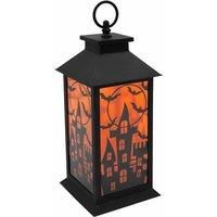 Global Gizmos 46289 LED Halloween Lantern / Flickering Candle Lantern Effect / 6 Hour Timer / Convenient Hanging Hook / Battery Powered