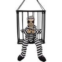 Global Gizmos 47739 Animated Prisoner Skeleton/Light-Up Skeleton Halloween Decoration/Motion Sensor Activated/Glowing Eyes & Voice Phrases / 23 x 27.5cm