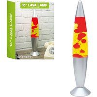 16in Silver Aluminium Lava Lamp Yellow Liquid Red Wax Retro Bedroom Mood Light