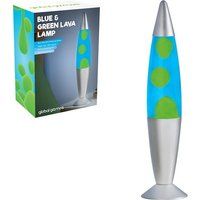 Global Gizmos 48869 16" Blue and Green Lava Lamp/Silver Base/Retro Nostalgia/Relaxing Mood Light/Decorative Illumination