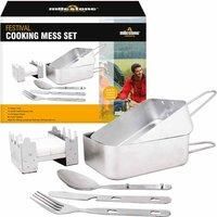 Milestone Camping Men's Camping 66000 Festival Cooking Set Aluminium, Stainless Steel ~ Mess tins, Cutlery, Stove, Silver