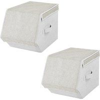 Anika Stackable Magnetic Storage Boxes / Grey Or Cream Colours / Small or Large