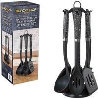Blackmoor Home 66779 6-Piece Black Kitchen Utensils Set | Non-Scratch & Heat Resistant | BPA Free Plastic | Modern & Vibrant | Space Saving