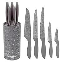 Blackmoor 66919 5 Piece Set with Knife Block-Grey, Stainless Steel
