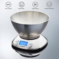 Blackmoor Digital Kitchen Scales / Includes Bowl for Cooking and Baking / Backlit LCD Display / 5kg Capacity / Multiple Weight Options and Tare Function / 2 Colours (Stainless Steel)