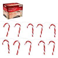 The Christmas Workshop 70039 10PC Candy Cane LED Decoration Lights, Red and White