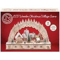 The Christmas Workshop Light Up Wooden Festive Scenes/Indoor Christmas Decorations/Warm White LEDs/Hand Crafted (Christmas Village Scene)