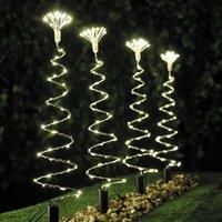 The Christmas Workshop 70699 50cm Spiral Pathway Stake Lights | Christmas Tree Design | Outdoor Christmas Lights | 4 Pack | 200 Micro LED Lights | Warm White