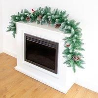 The Christmas Workshop 70819 6ft Christmas Garland/Indoor Christmas Decorations / 180 Tips With 6 Pinecones & 5 Berry Bunch Finish