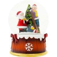 The Christmas Workshop 70949 Musical Santa Claus & Child Snow Globe/Indoor Festive Decoration/Wind Up & Play / 10cm x 10cm x 14.5cm
