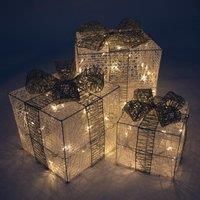 The Christmas Workshop Set of 3 Light-Up Festive Christmas Boxes